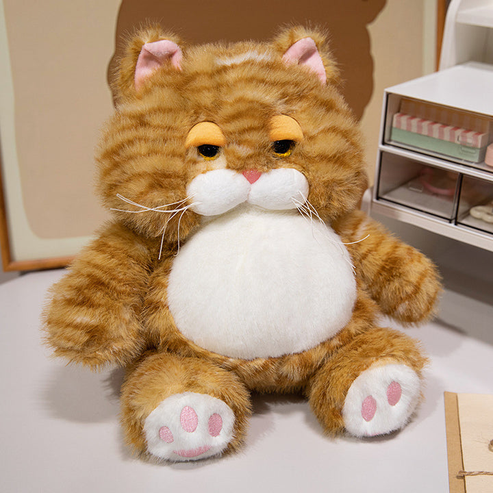 Fetter Plüsch Tabby Katze Sitzkuscheltier mit gesticktem Gesicht, Schnurrhaaren & bohnengefülltem Boden Karnz