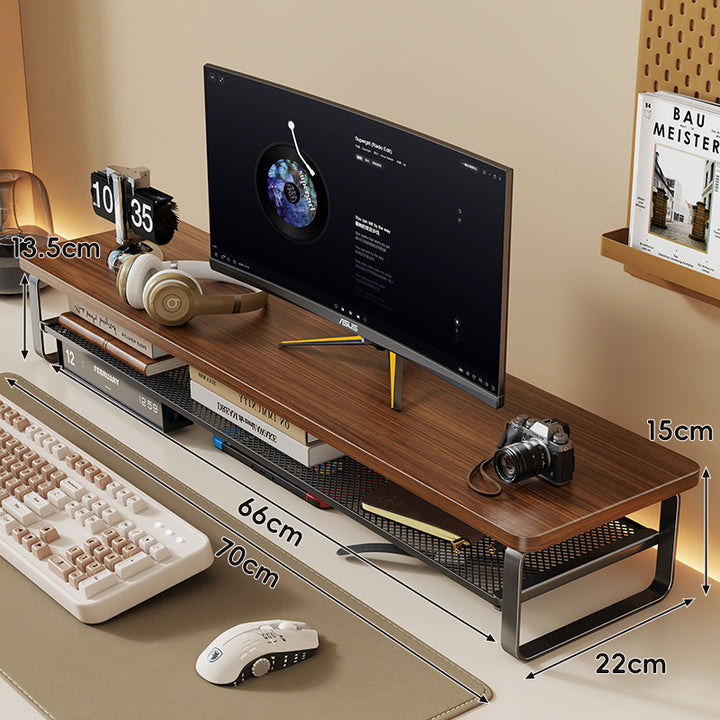 Erhöhter Desktop-Bildschirmständer mit Mesh-Unterregal-Organizer und Kabelmanagement