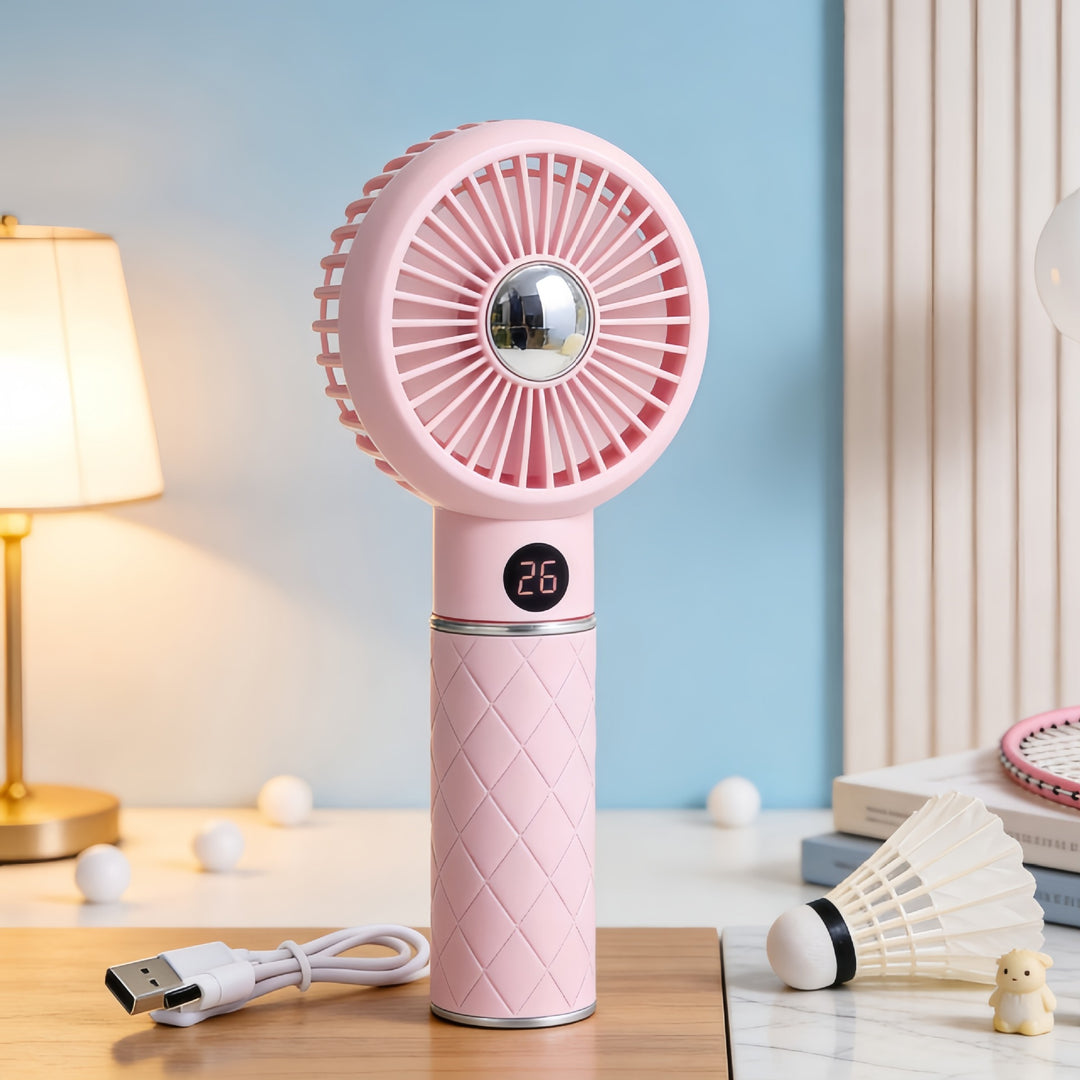 Damen Tragbarer Handventilator mit LED-Anzeige und USB-Ladefunktion Karnz