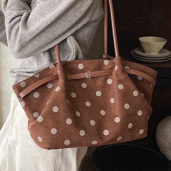Punktierte Wildleder Schultertasche