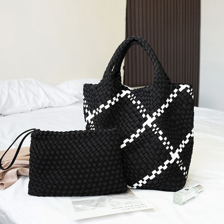 Geflochtene Handtasche mit Abnehmbarer Clutch Karnz