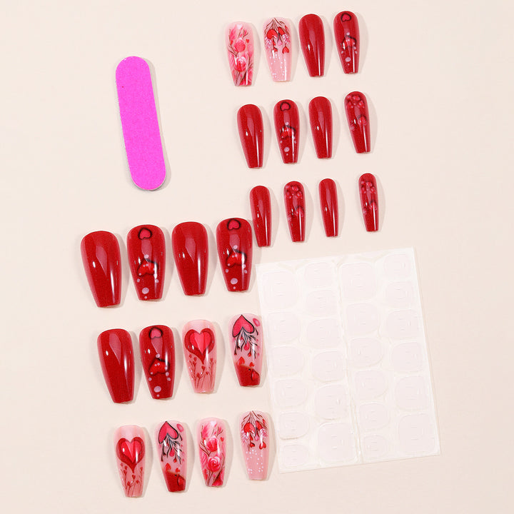 Romantische Blumenherz-Nagelkunstverlängerungen Karnz