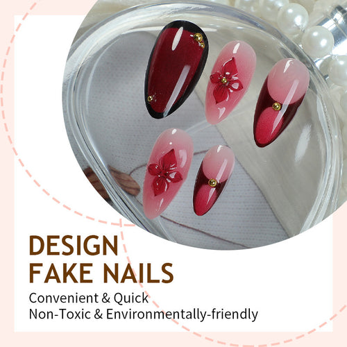 Kunstnagelset mit exquisite Blüten- und Glitzermotiven Karnz