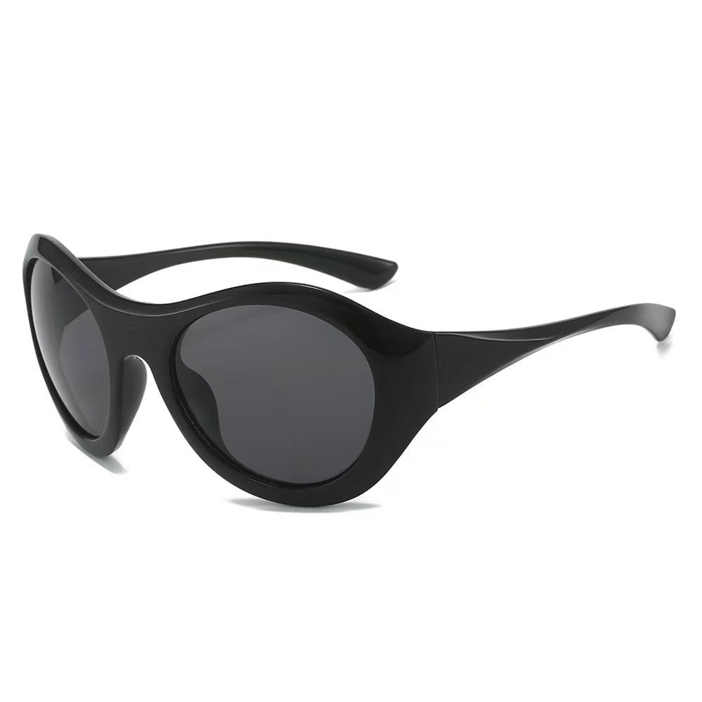 Damen Modische Ovale Sonnenbrille mit transparentem Rahmen Karnz