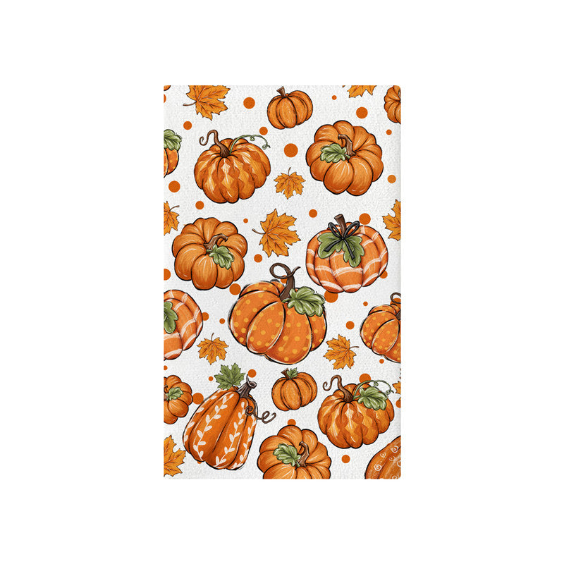 Vertikales Büffel-Karierter Herbstgarten-Banner mit bemalter Kürbis-Illustration