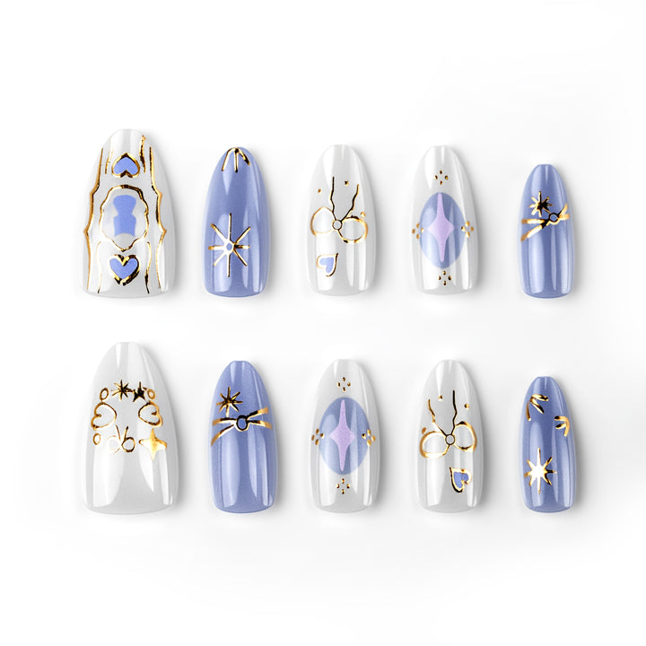 Elegantes glamouröses Press-On-Nagelkunst-Set