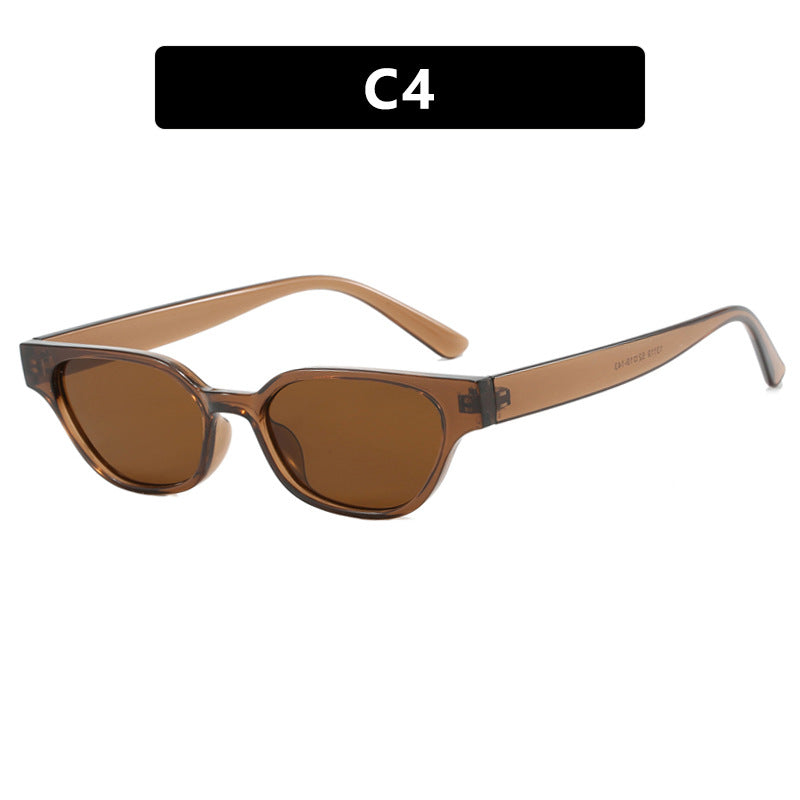 Damen modische Sonnenbrille mit geschwungenem Rahmen und braunen Gläsern Karnz