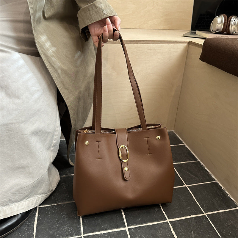 Strukturierte Leder-Shopper-Tasche Karnz