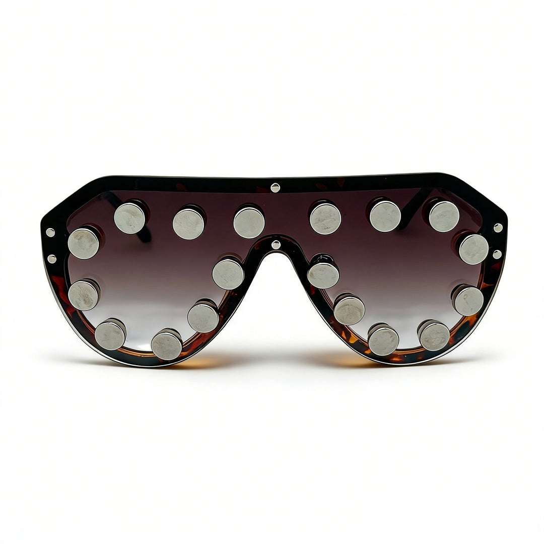 Damen extravagante Designer-Sonnenbrille mit geometrischen Akzenten Karnz