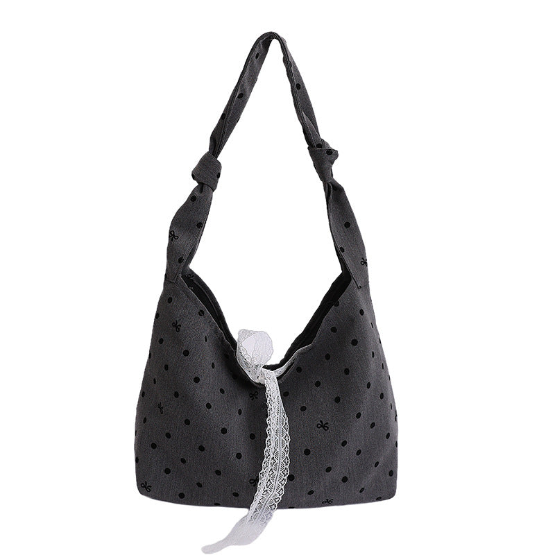 Polka Dot Canvas Hobo Tasche