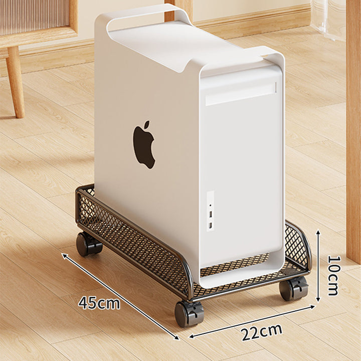 Untertisch-Roll-PC-Tower-Ständer mit Netzablage und verriegelbaren Rollen