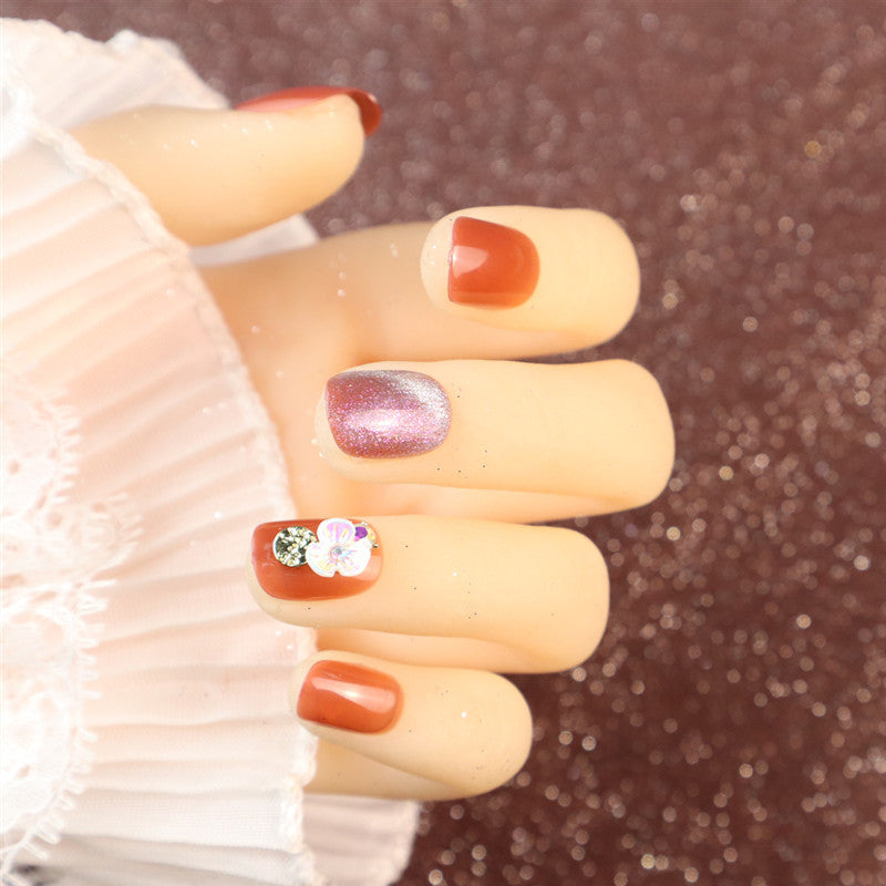 Glitzer Blumen Press-On Nagel Set Karnz