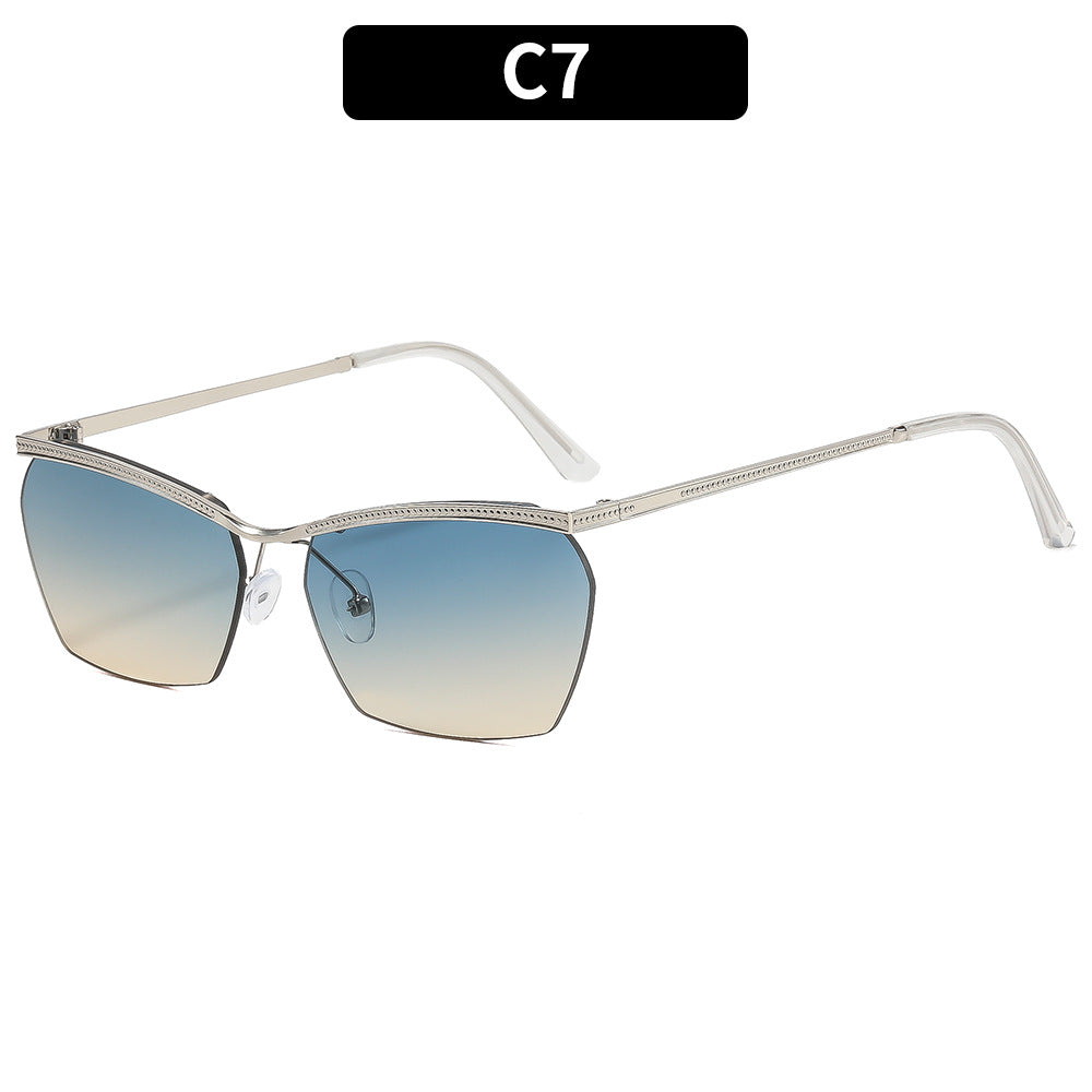 Damen Modische Sonnenbrille mit filigranem Rahmen und sanftem Farbverlauf Karnz