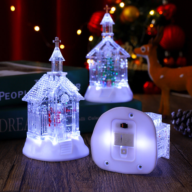 Dekorative Weihnachtslaterne mit Schneemann-Szene Karnz