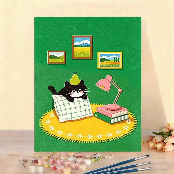 Verspielt Katze Illustration Leinwand Kunstwerk Karnz