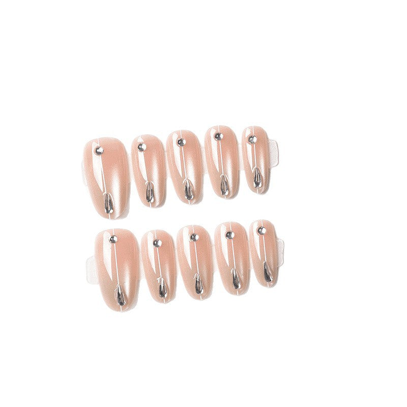 Elegantes Press-On Nagelset mit Strass-Akzenten Karnz