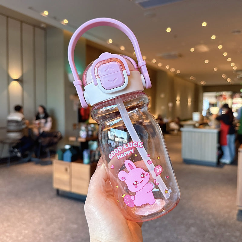 Damen Lustige Kunststoff-Trinkflasche mit integrierter Trinkhalmfunktion Karnz