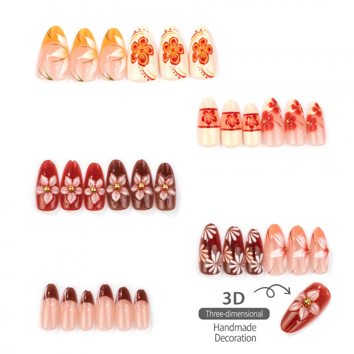 Florale Eleganz Press-On Nagelset 1790736494