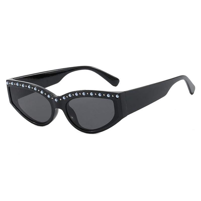 Damen Cat-Eye Sonnenbrille mit funkelndem Strassbesatz und animalischem Muster Karnz
