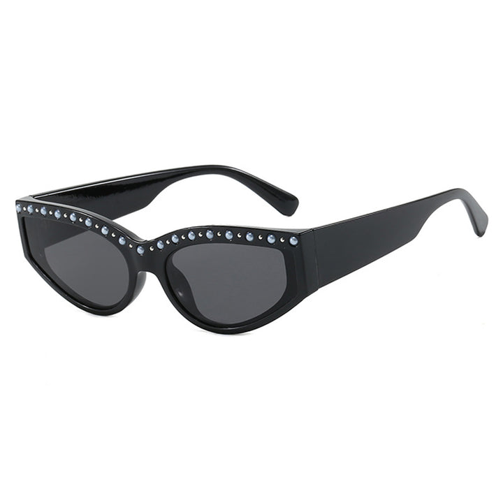 Damen Cat-Eye Sonnenbrille mit funkelndem Strassbesatz und animalischem Muster Karnz