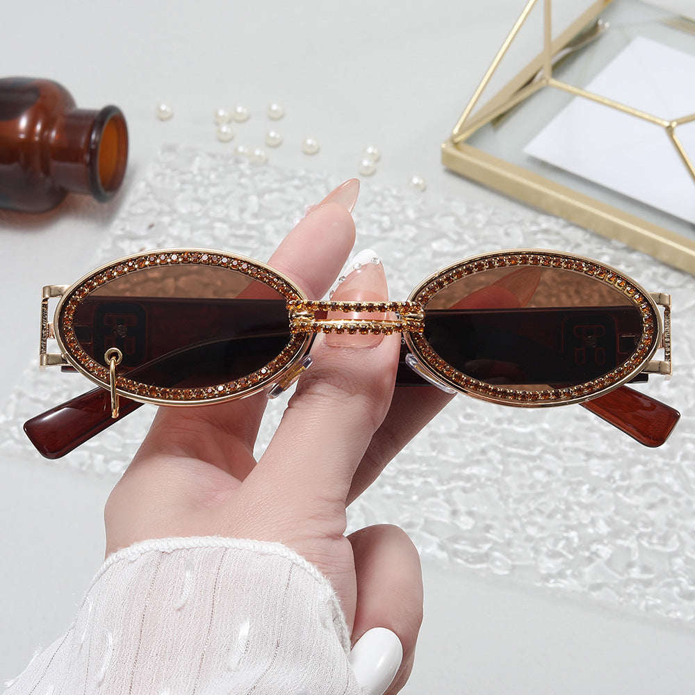 Damen extravagante modische Sonnenbrille mit strassbesetztem Rahmen Karnz