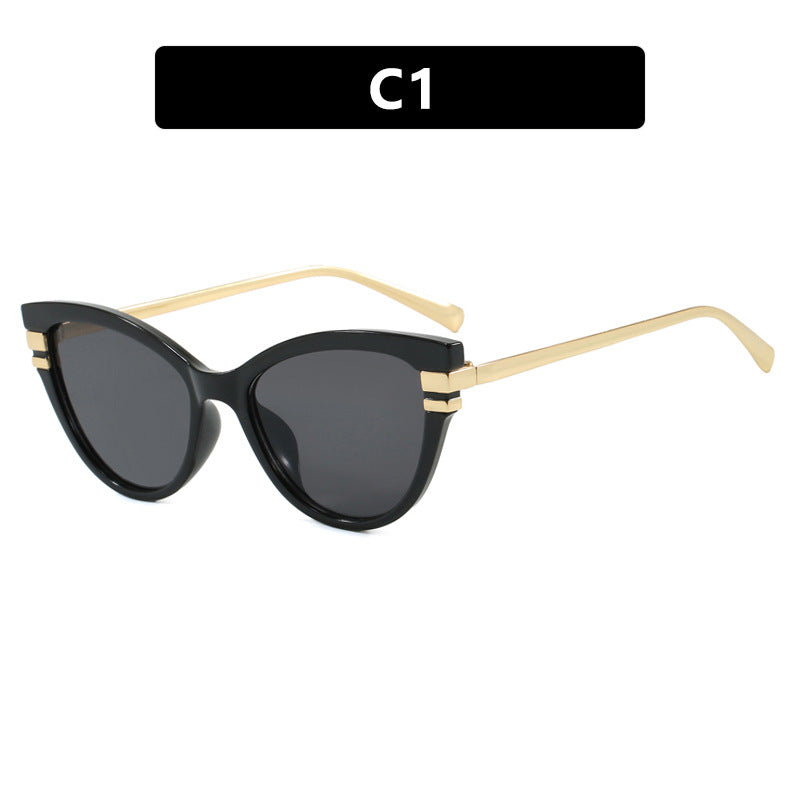Damen Cat-Eye Sonnenbrille mit elegantem Kunststoffrahmen und goldenen Akzenten Karnz