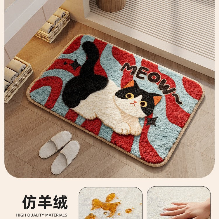 Niedlicher katzenmotivierter Badteppich
