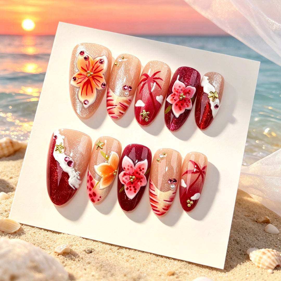 Künstlerisches Floral-Design Press-On Nail Kit