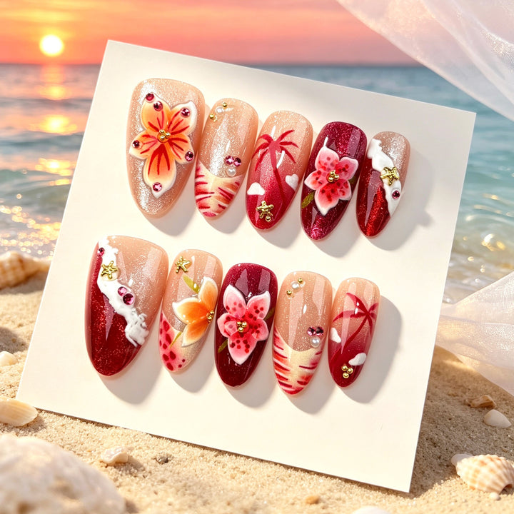 Künstlerisches Floral-Design Press-On Nail Kit