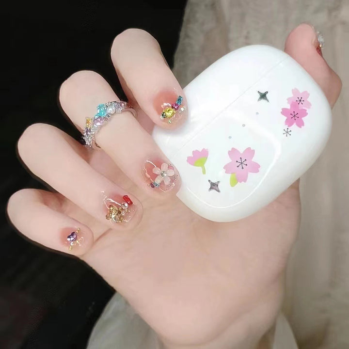Künstlerisches Floral Press-On Nägel Set