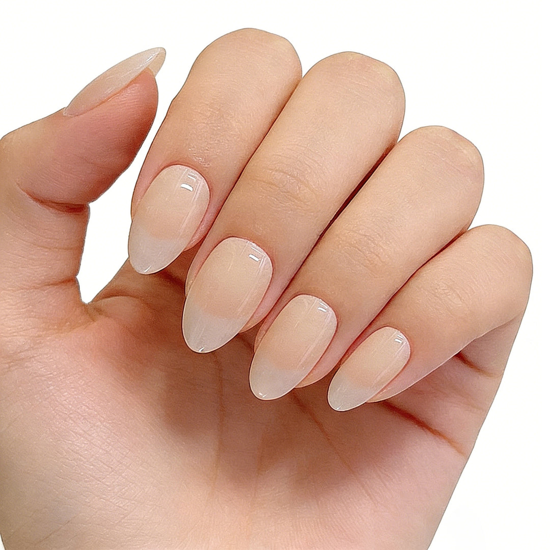 Naturset Französischer Tipp Press-On Nagelset Karnz