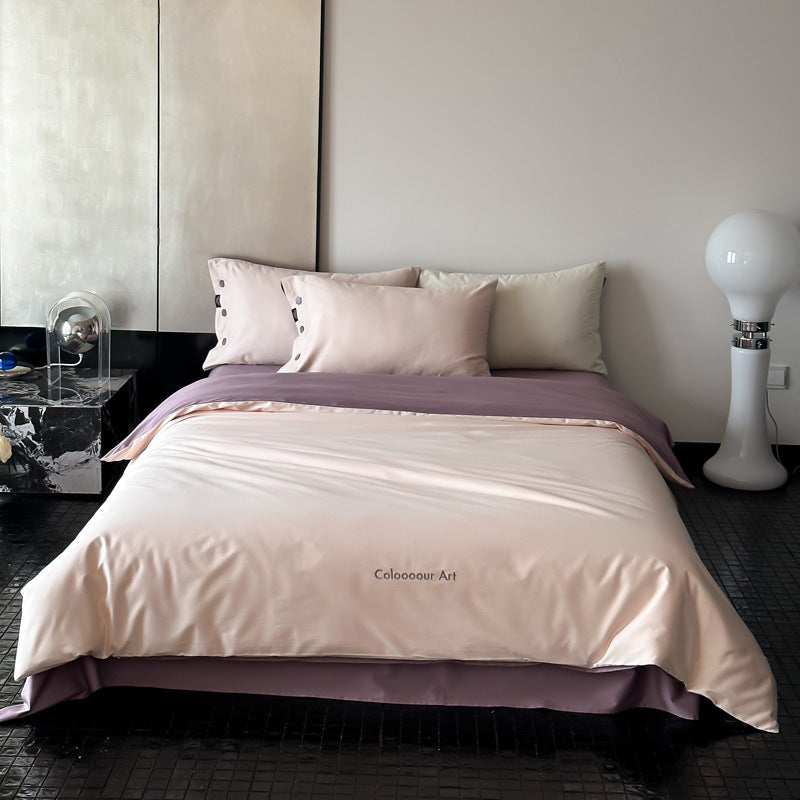 Umkehrbare Baumwoll-Satin Bettbezug Set mit Knopfverschluss