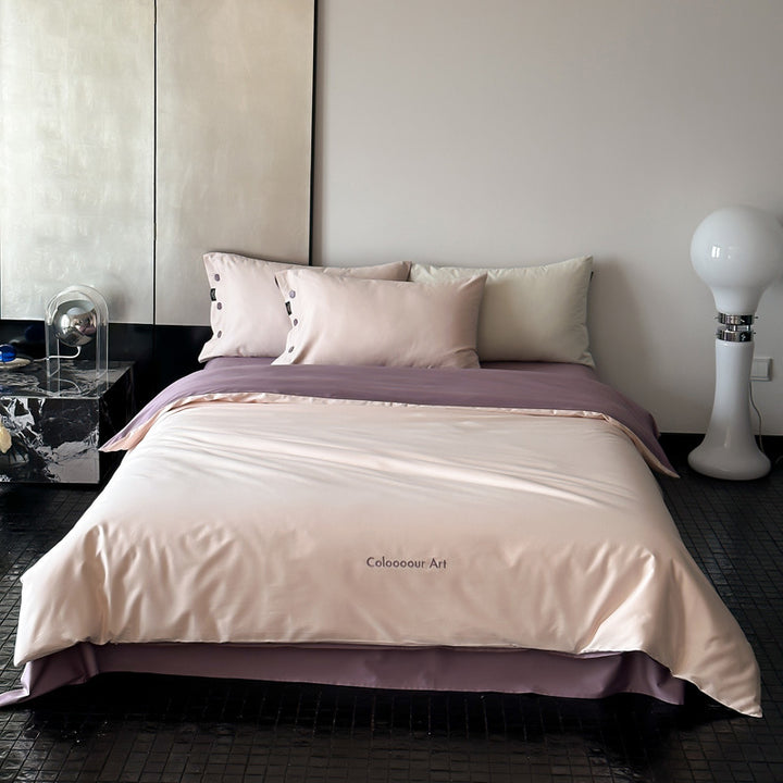 Umkehrbare Baumwoll-Satin Bettbezug Set mit Knopfverschluss