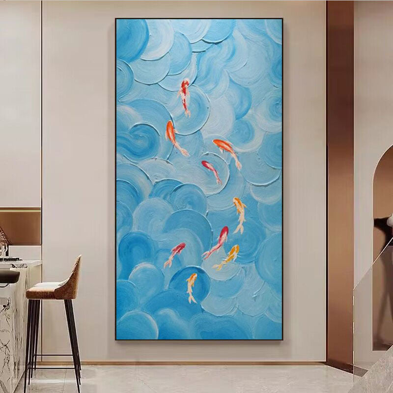Abstrakte fischthematische Leinwandkunst