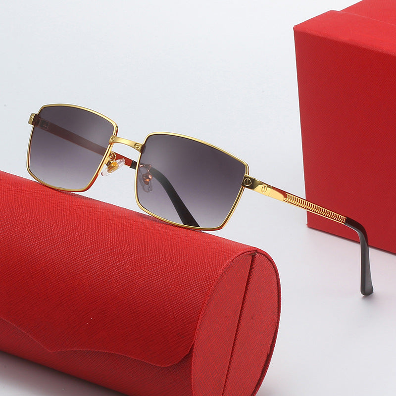 Damen modische quadratische Sonnenbrille mit elegantem Metallrahmen Karnz
