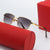 Damen modische quadratische Sonnenbrille mit elegantem Metallrahmen Karnz