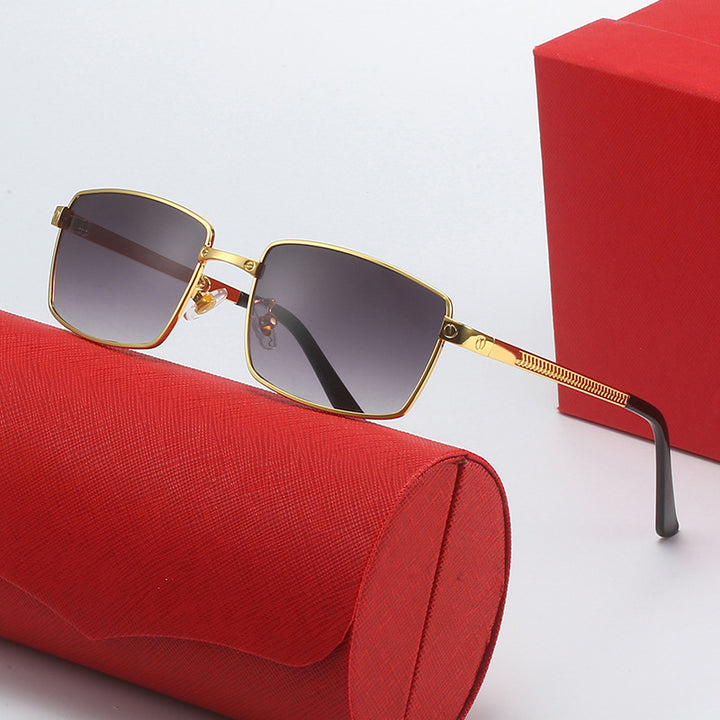 Damen modische quadratische Sonnenbrille mit elegantem Metallrahmen Karnz