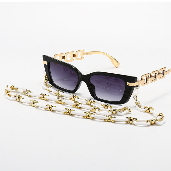 Fashion Cat-Eye Sonnenbrille mit eleganter Kette Karnz