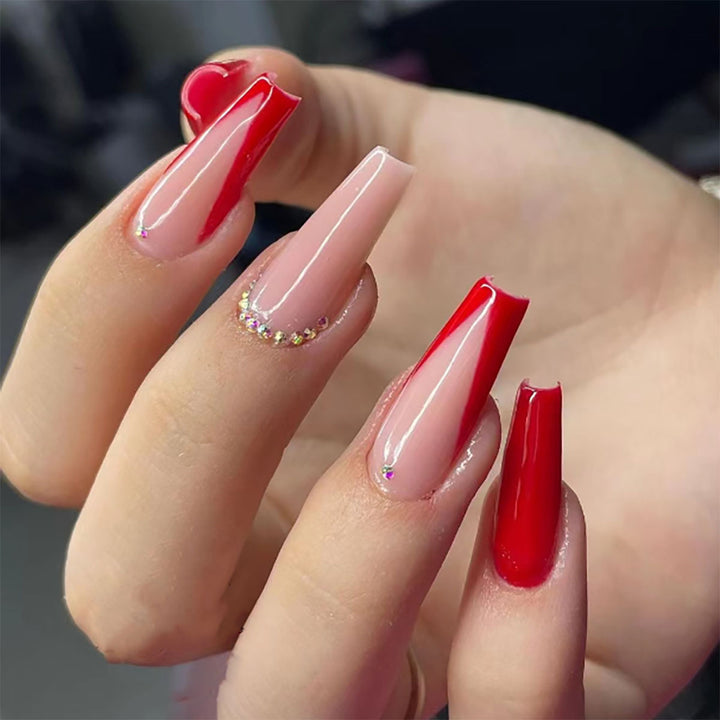 Elegante Lange Stiletto Press-On Nagelkunst