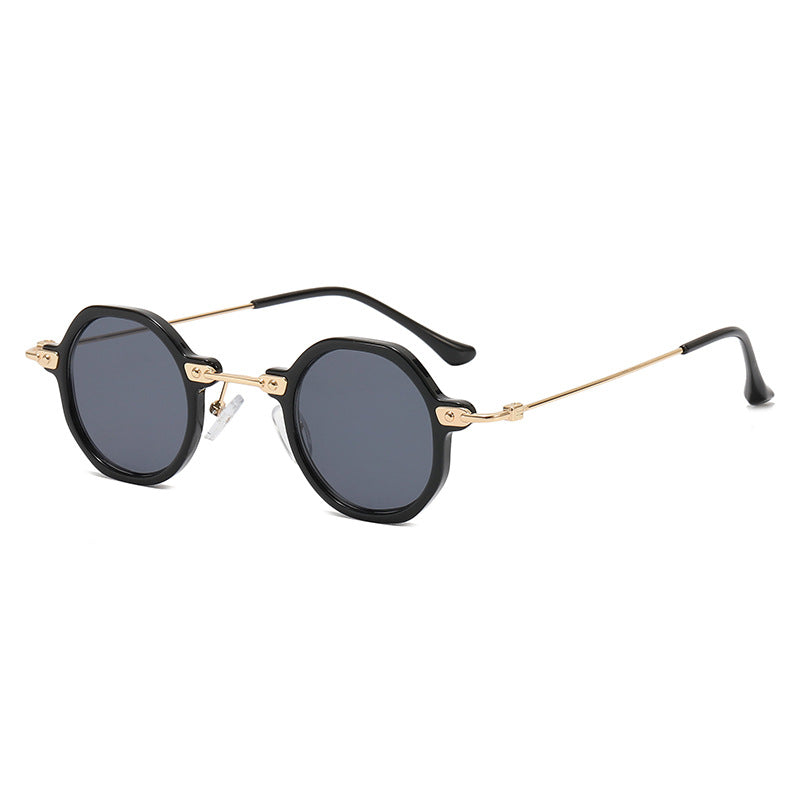 Damen Designer-Sonnenbrille mit hexagonalem Rahmen und luxuriösen Metallakzenten Karnz