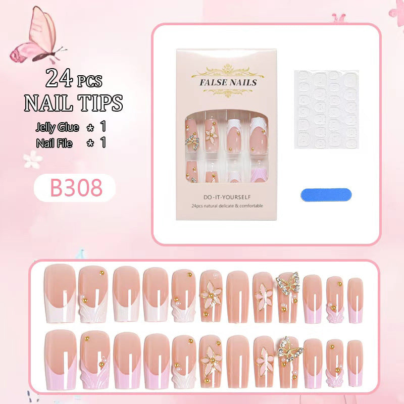 Künstliche Nail Tips mit floralen Akzenten Karnz