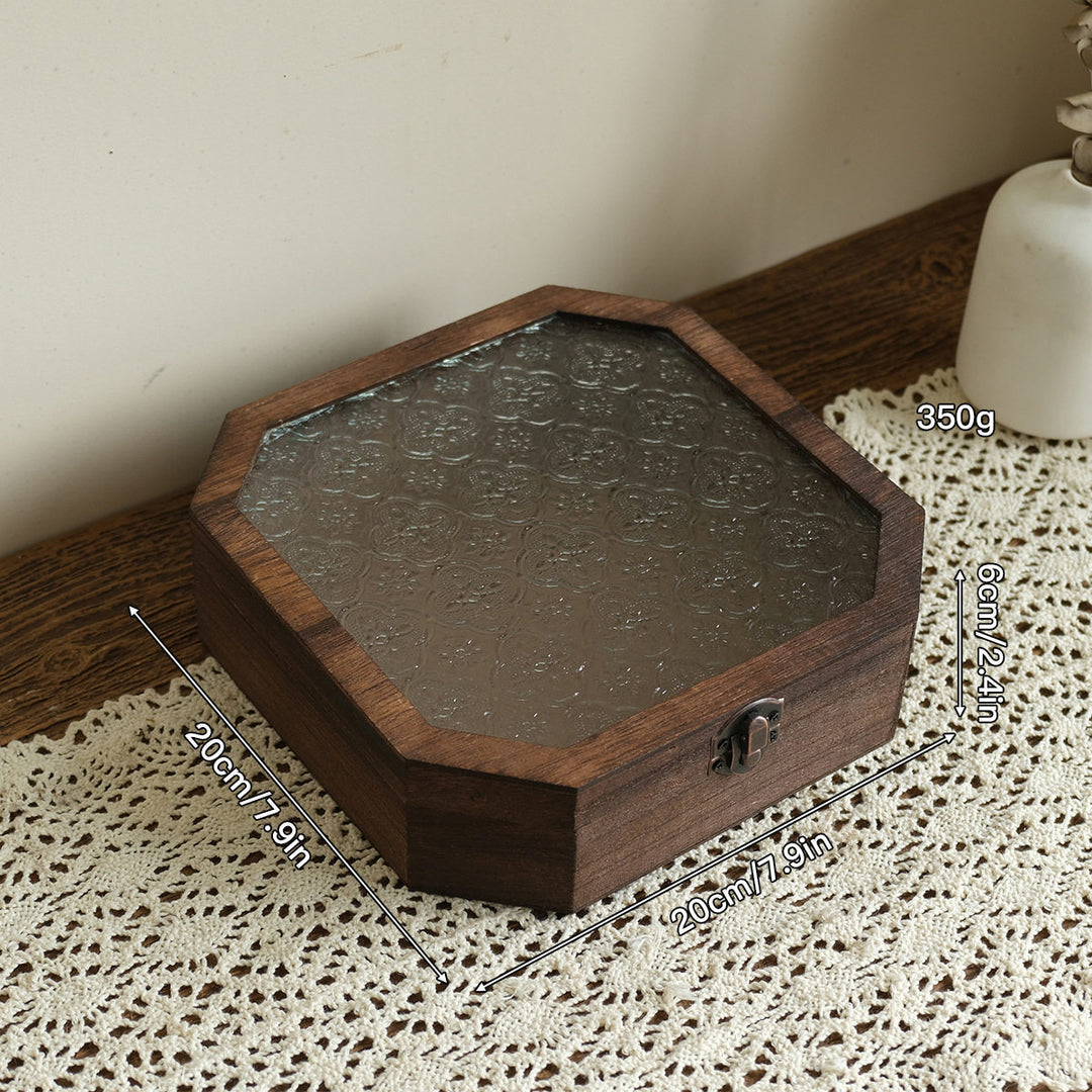 Vintage achteckige Holz-Schmuckbox
