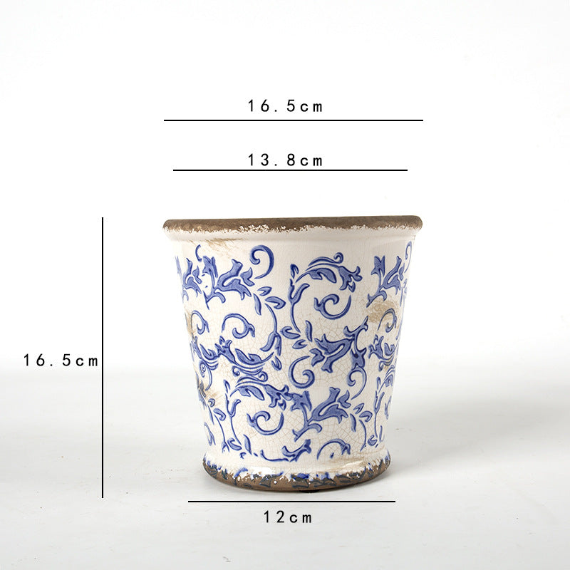 Dekorativer Keramik Blumentopf mit floralem Design Karnz