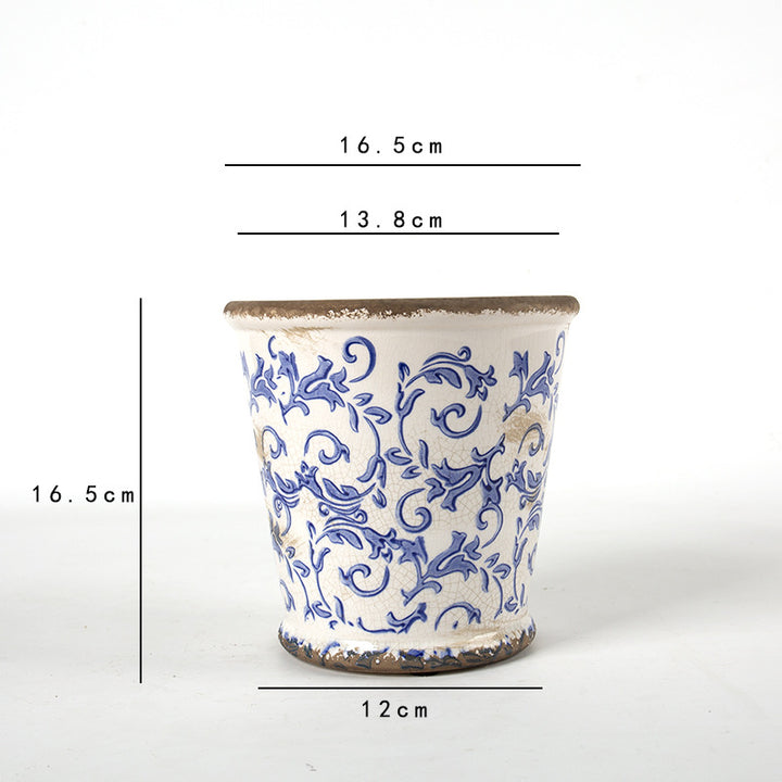 Dekorativer Keramik Blumentopf mit floralem Design Karnz