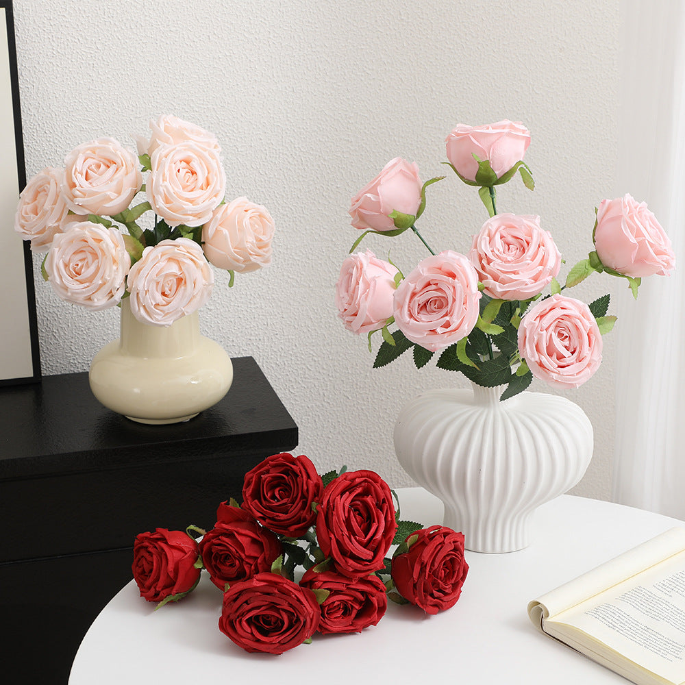 Realistische Künstliche Rosenblüten mit Blättern Karnz