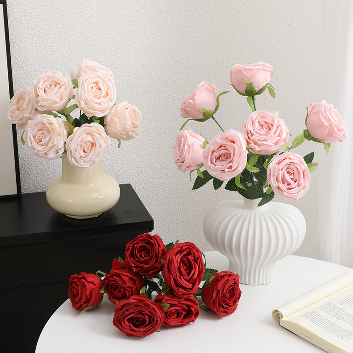 Realistische Künstliche Rosenblüten mit Blättern Karnz