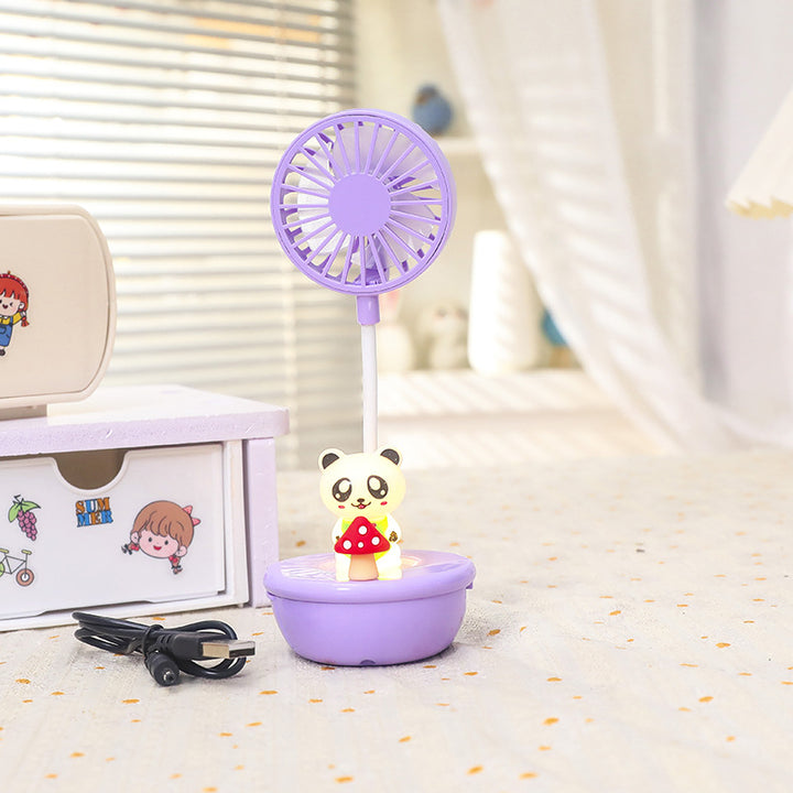 Damen Tragbarer USB Ventilator mit integrierter LED-Lampe und niedlichem Panda-Design Karnz
