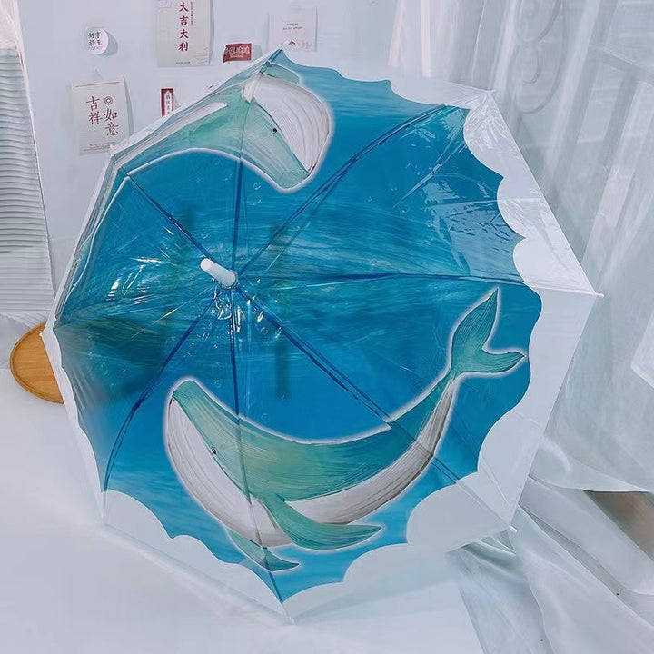 Damen transparenter Regenschirm mit niedlichem Katzenmotiv Karnz