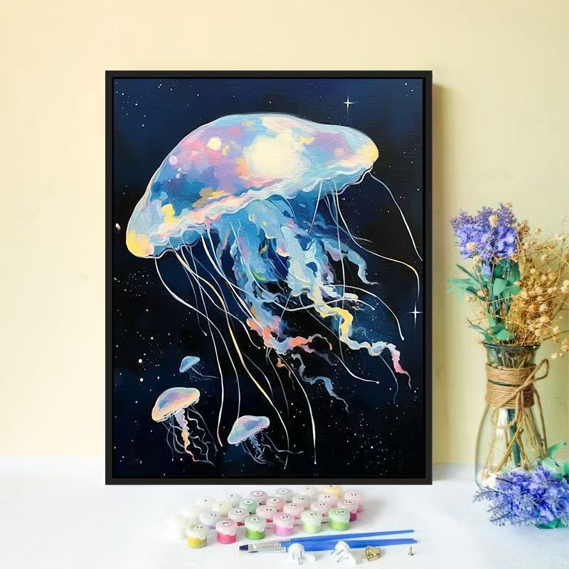 Jellyfish-inspiriertes Canvas-Wandkunst Karnz