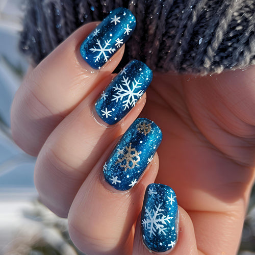 Kunstnägel mit Schimmerndem Winterdesign Karnz